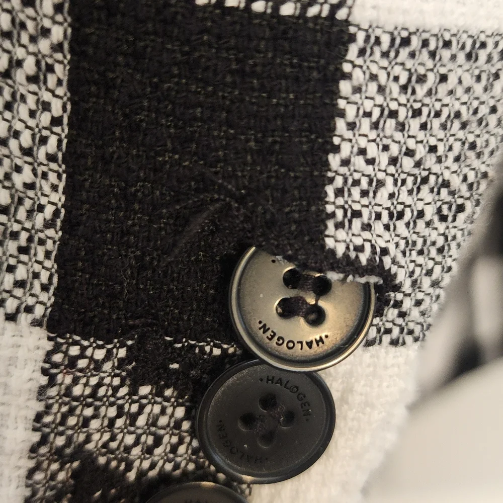 Halogen Women's Black and White Checkered Blazer Houndstooth Size 20W Academia - Picture 6 of 10
